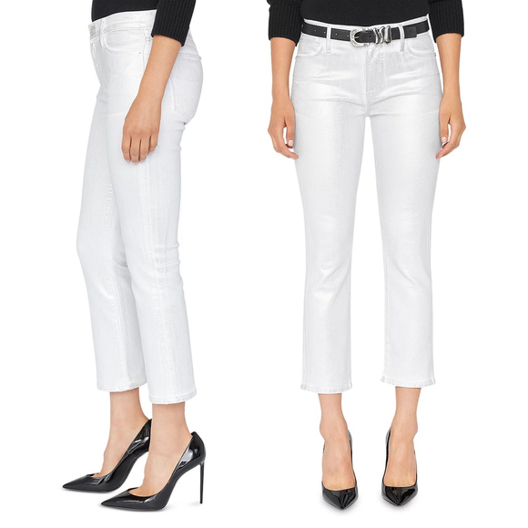 Frame Denim Denim - NWT FRAME Le High Rise Straight Ankle Jeans in Chrome Blanc Foil $278 - Size 33